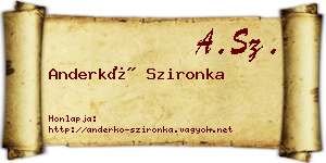 Anderkó Szironka névjegykártya